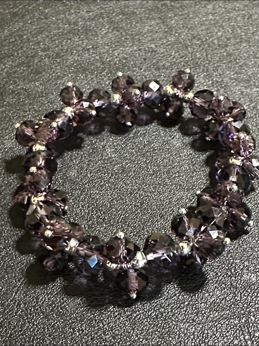 Purple Faceted Crystal Cluster Stretch Vintage Bracelet